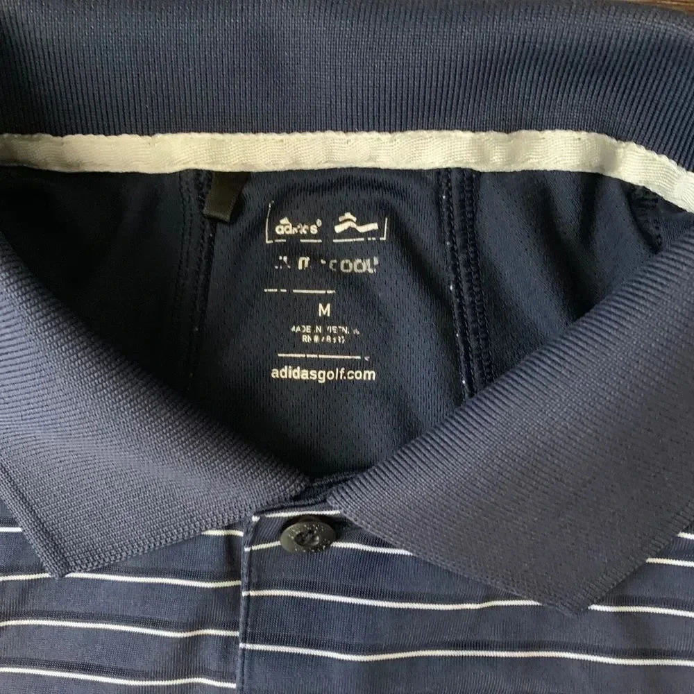 Men’s Golf Polo Adidas Shirt Striped Collared Shirt Button Up Dri Fit Sports Top